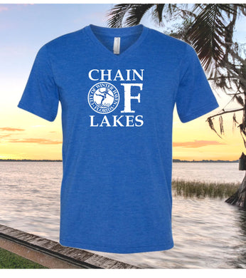 Chain of Lakes w/ Vintage City of WH Logo, Ladies V-neck T-shirt