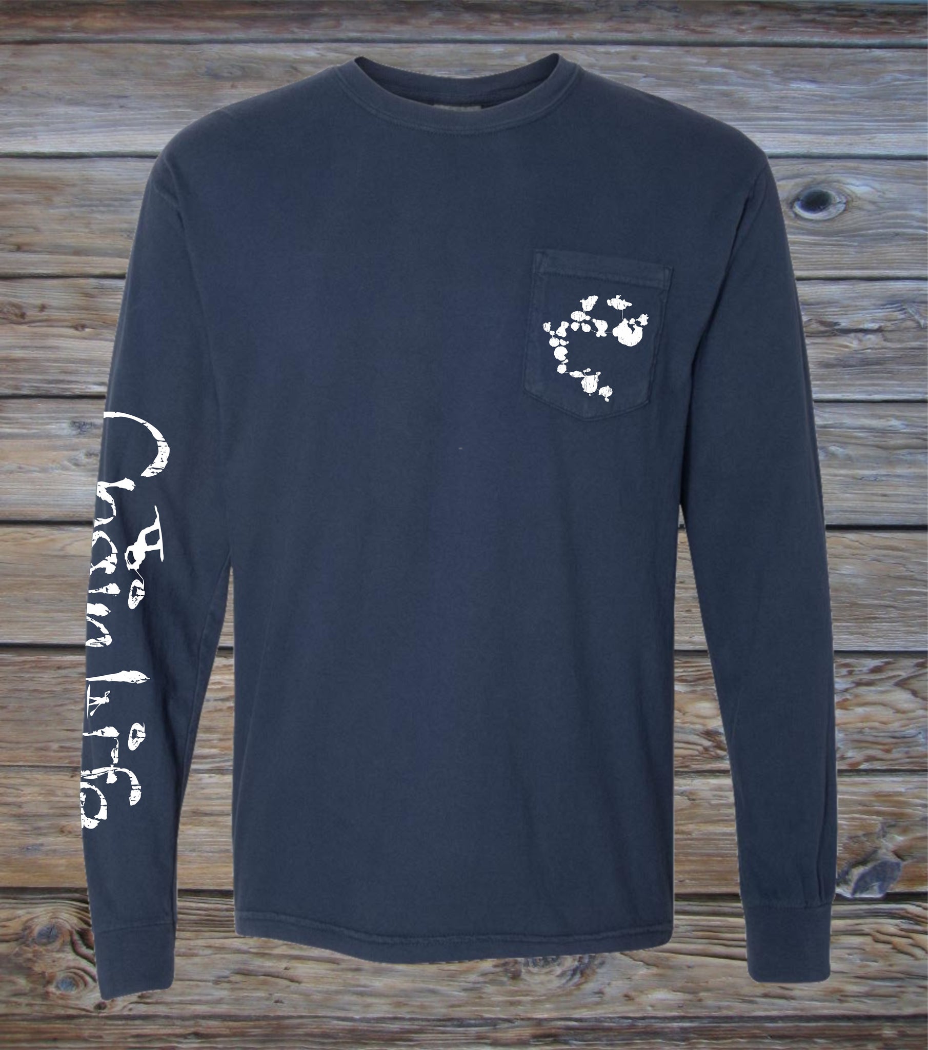 Long Sleeve Pocket Tee with Chain Life Logo & Chain of Lakes Silhouette