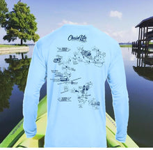 Load image into Gallery viewer, Men&#39;s Dri Fit Performance Long Sleeve shirt w/ Chain of Lakes Map