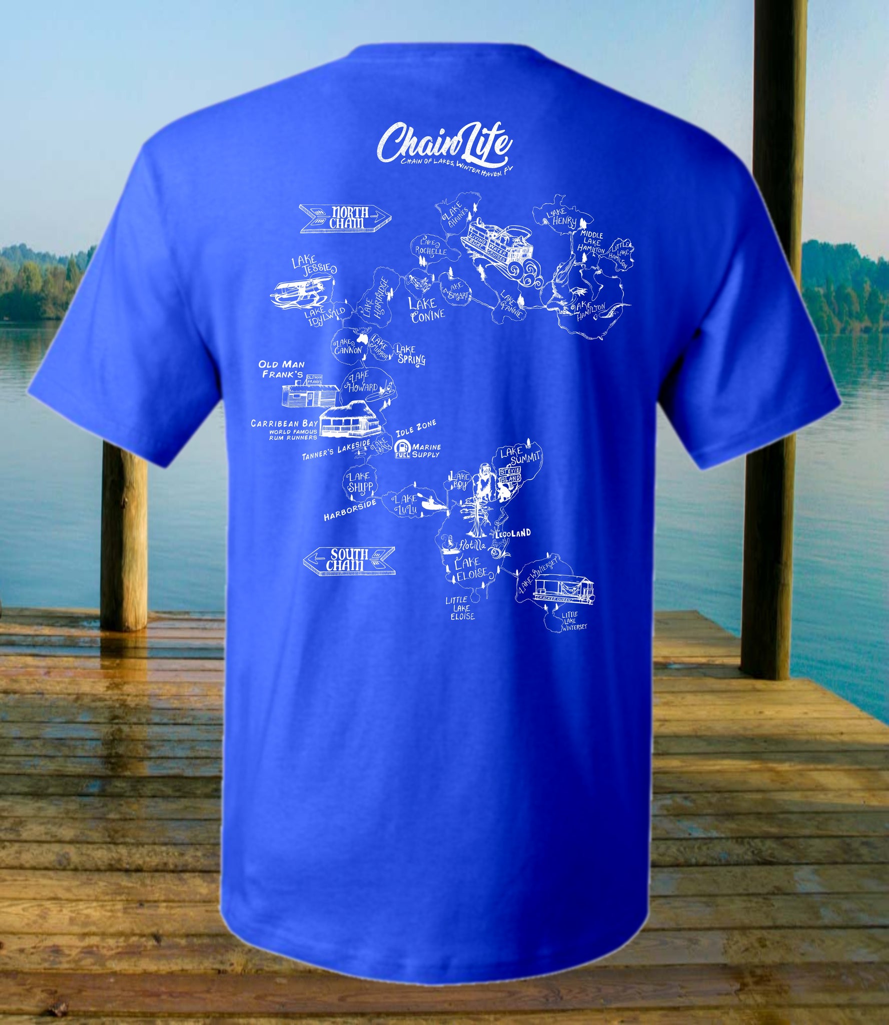 Men's Dri Fit Performance Short Sleeve shirt w/ Chain of Lakes Map