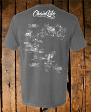 Load image into Gallery viewer, Chain of Lakes Tee Shirt hand drawn by our local artist Brooke-Braddy Moore available in 5 colors