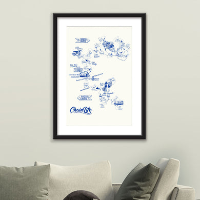 Chain of Lakes Map Framed Print by Brooke Braddy-Moore