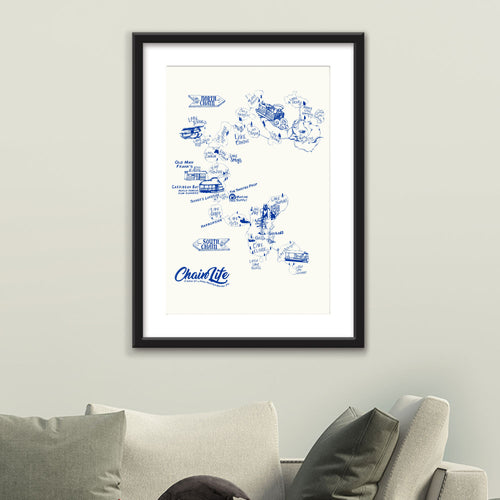 Chain of Lakes Map Framed Print by Brooke Braddy-Moore