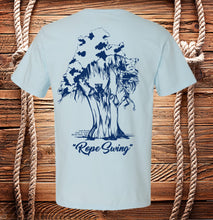 Load image into Gallery viewer, Rope Swing on Lake Eloise T-shirt, Short Sleeve, Hand Drawn by Local Brooke-Braddy Moore